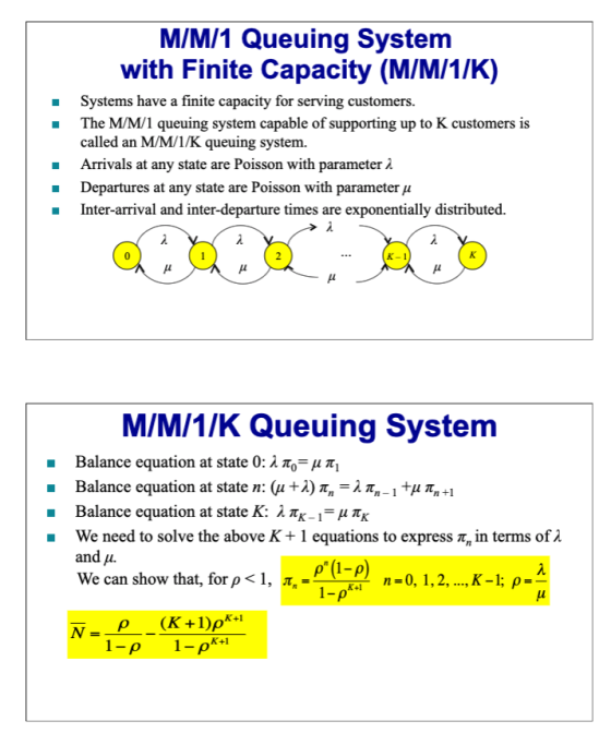 M/M/1 Queuing System with Finite Capacity (M/M/1/K) Systems have a finite capacity for serving customers. The M/M/1 queuing s