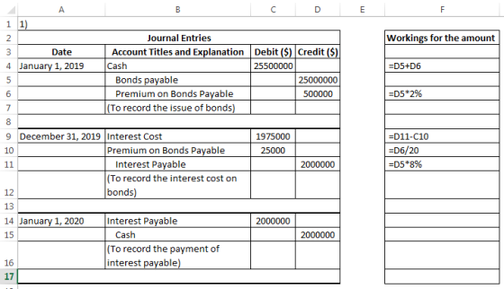 Journal Entries Workings for the amount Account Titles and Explanation Debit (S) Credit ($) Date 4 January 1, 2019 Cash 25500
