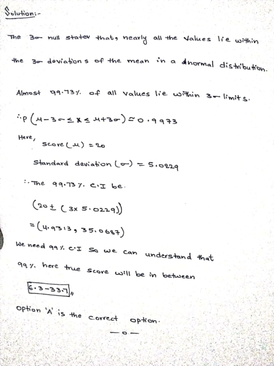 6lution:- Nalues lfe within all the nearly 3 null statev that, The n a dnormal disthibuion mean 3 doviafon s of -the the all