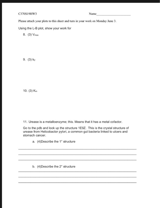 C370S19HW3 Name Please attach your plots to this sheet and turn in your work on Monday June 3 Using the L-B plot, show your w