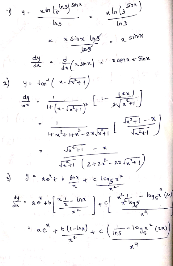 Sin x Sinn Un 3 dy dn WP 2) - L- 2 (-J 2 2 ae t b ln C 2 a e b 2 1-Inx) C b a e t Ins (x)o