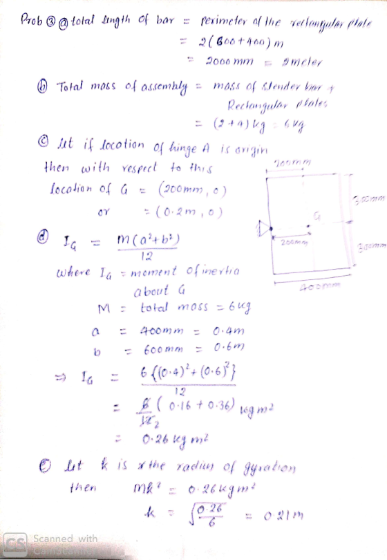 pevimeter af the vettanulay Prob tolal ingth of bar 2(600+400) m 2000 mm Omele 0Total mass of assembly moss of clesidey Vin R
