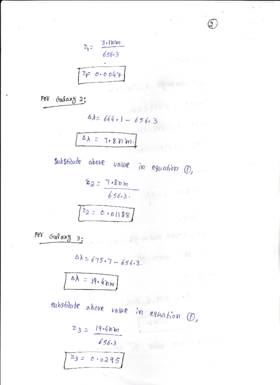 汆 656 3 Az 664-1-656. 3 ubsttute above valie in equaton 0, 656.3 substitule above vale n equabon C, 19.4わ 656.3 z: z3 = 0.029