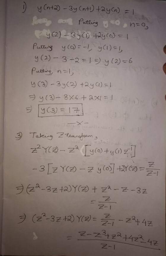 yCnt2) -3y (nt) +2ycn) = 1 Putlig Pyc2)8yCD +2()= Putaig ya) ya)= y(2)-3-2-1y2)6 Pueang, n =1-sy 9 y(3)-3y(2) t2y ) = ラy(3)-