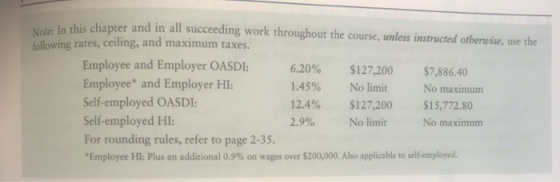 Note: In this chapter and in all succeeding work throughout the course, unless instructed otherwise, use the following rates,
