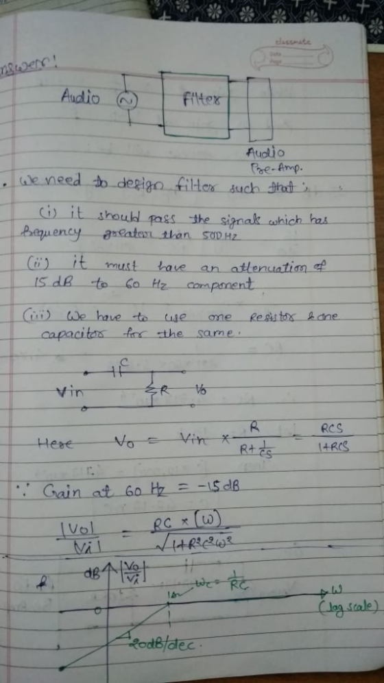 Audio itter Auotio Te.Amp. le need to degigo fites such hot Ci) it should pass the signak which has uency aneateon than SDHz