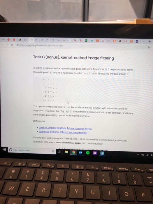 (--) С http://maryashgthub iar sabsab08 html Task G (Bonus). Kernel method image fitering A siding window operator replaces e