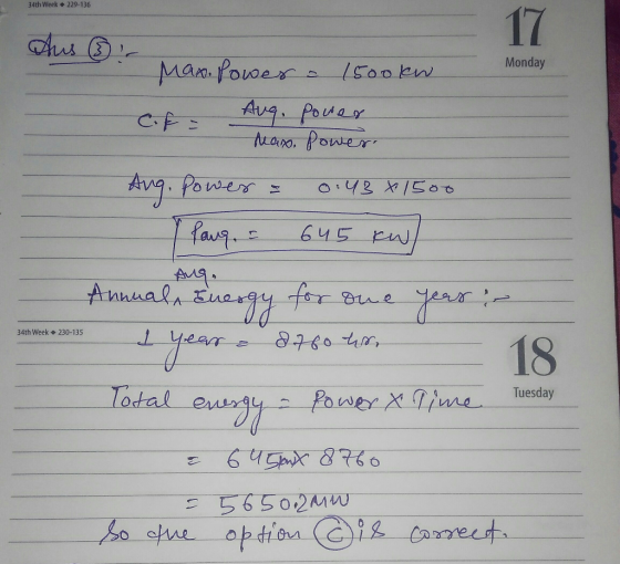 34th Week 229-136 17 Aus Monday Mam Power Aug. Pouer Arano Power /5o0kw C.F Avg. Power faur 2 /500 645 Pu Annualr Enay for ne