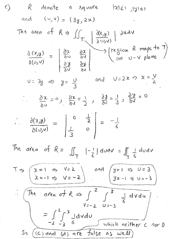 R deote a and (v, v ) =3,2x) e afeo o reion K maps on u - V plane U) 3 3 The area of R 2 he area dvdu idvdu which ncither c o