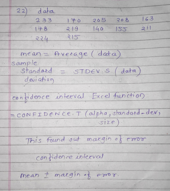 22) d ata 233 Itoマ05 308 163 は8 alg 140 155 ail mean Avetage (data) stand aed = STDEVS (data R15 sample deui cthon Icon-dence