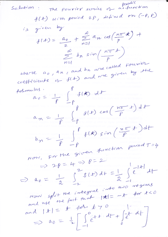The Fourier seruesnctem is γ..ven by 2- n디 where ao an〈 and bra/ucalad four, en- 2 2