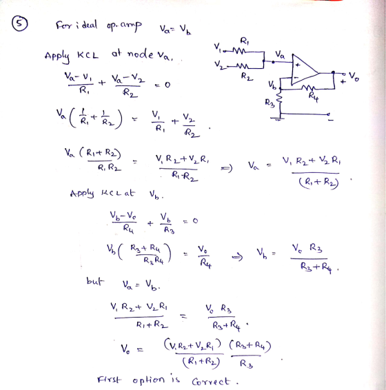 i daal ap. arn Appl, KcL al node v V. R, R2 Ri-R Appy kcLat v R, R First opHen S Corvect