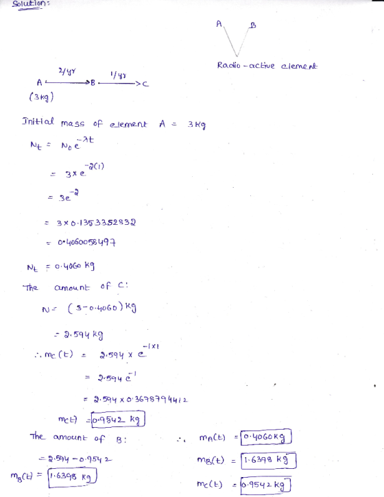 Solution A Radio -acGue elemeA A B. (3k) Initial ma ss of e lement A - 3 Ko -at Ne 3* e 3e 3x613533.52832 o4060058y9 N O40Go