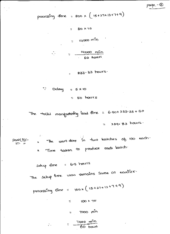 page-② processing -Fone = 200 x ( 15+274 12+74q = 14000 min 6o hours 33 33 hours. 50 hours lead. ffre. 6.50t 233:33 + 60 289.