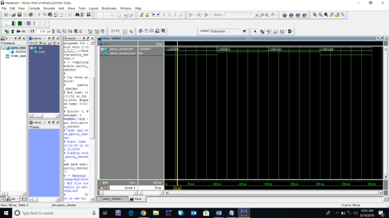 M ModelSim - INTEL FPGA STAKIER EDITION 10.5b File Edit View Compile Simulate Add Wave Tools Lavout Bookmarks Window Help d M