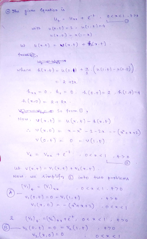 iveu equation is u (o,t)- 2,ut)4 u(n,o) (-x) witt (nt) 1 frar (ut)-uo) where hCat)u(0, 2 2+22 hit) 4 h(o,t)= 2 QozO So from N
