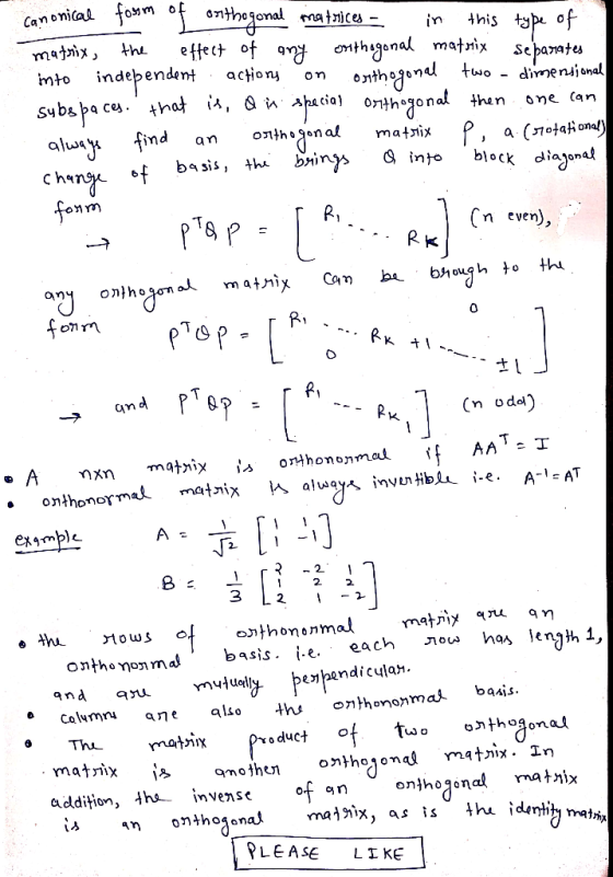 erthejanal Canonical fonm matnices this type of in effect of aj onthgonal matnix action thu majnix, Se paates independent pur