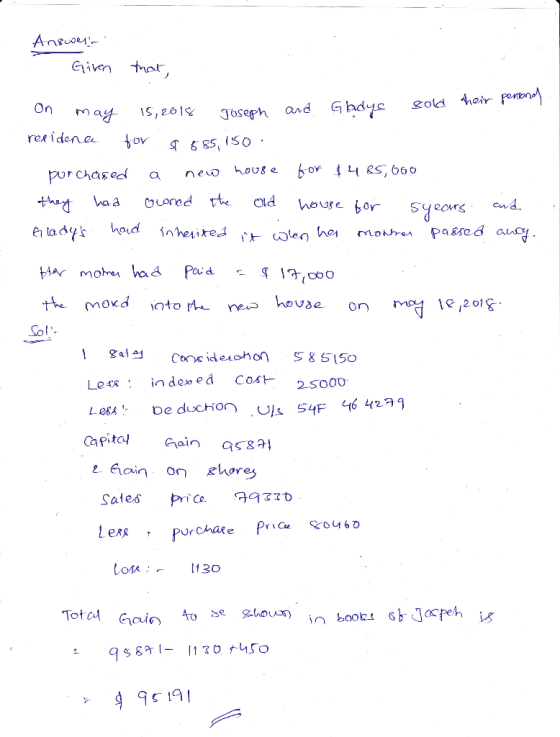 On r a sold hair seph ad hd rexiden pur chas ed a eo house o can house on e 20 Sol g Cons ideuohon S&5150 Less: index, ed Co사