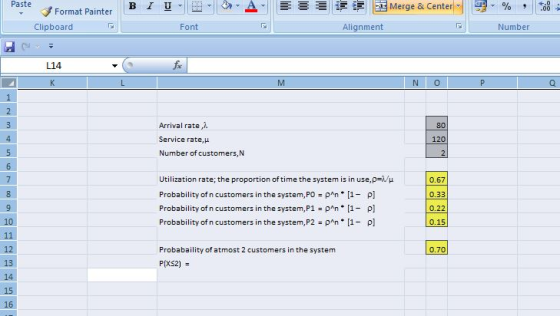 Clipboard Font Alignment Number L14 N O Arrival rate service rate, μ Number of customers,N 80 120 Utilization rate; the propo