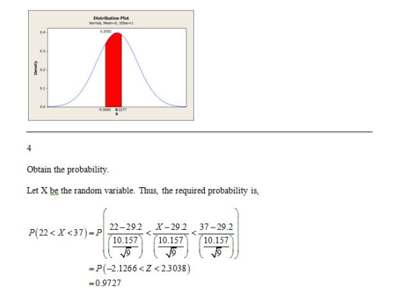 Distribution Plot 5685 822 4 Obtain the probability Let X be the random variable. Thus, the required probability is, 22-29.2.