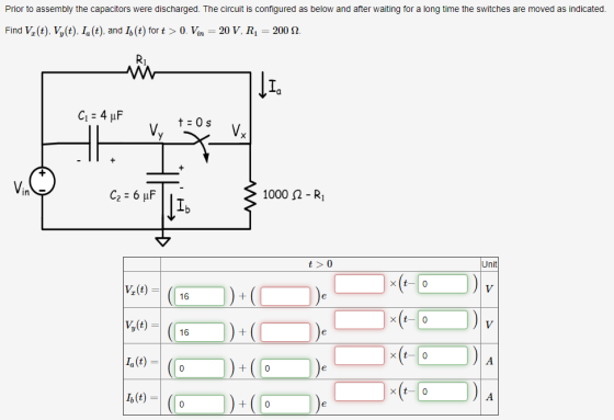 Prior to assembly the capacitors were discharged. The circuit is configured as below and after waiting for a long time the sw