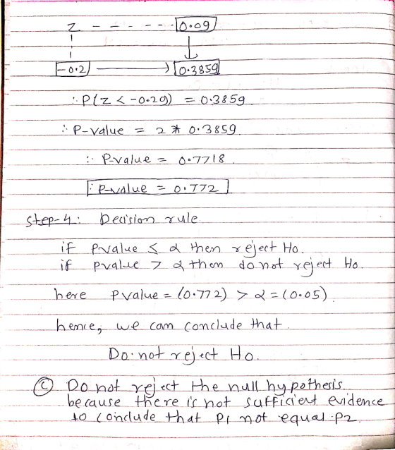 02g9 :Pvalueao-7718 here f value-(o.772) > 2(0.05) hence,_ we can. Conclude that be cause there ir not sufficiet Adence