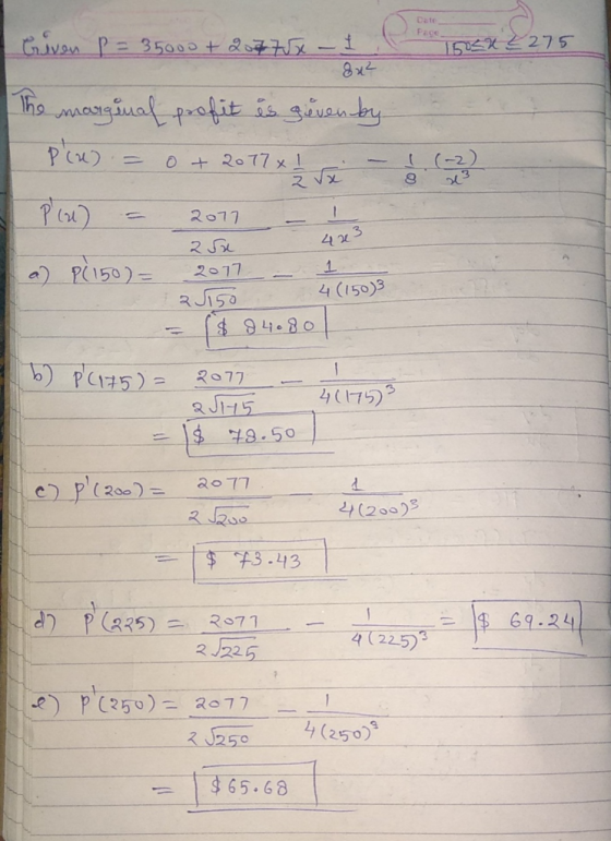 Date Pace Guven P= 35000 07 5-i 15X E275 Ths agiua pafit is givan y (-2 213 2077 x 1 1 2077 3 4 2 2 aPi150)= 1 2077 4 (150)3