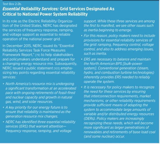 Text Box 2-2b Essential Reliability Services: Grid Services Designated As Critical to National Power System Reliability in it