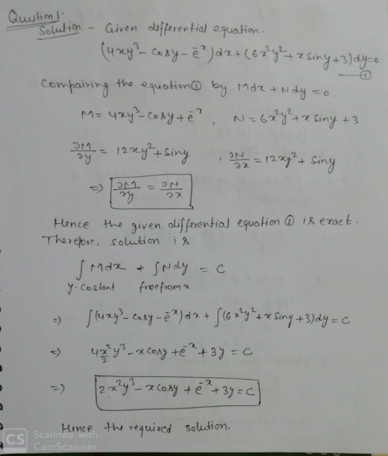 ujimI fferential equation , lution Given on Comtaiving the equation@ bd rn dz+pdy =。 2 クχ つ1つ11 = ON っχ Honce +w given diffve