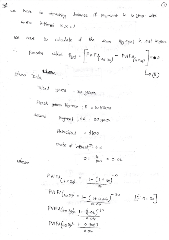 Sol n lo yea it balante if Payment have Bayowao 4.5 the Pay ment in last oyeo loon Calculate have we PVIF Poesen L Civen Data