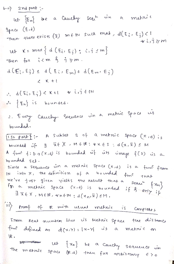 bil> 2nd part:- pea^* in tie be a pace (E) Then there exists (3) me|N such mat,d(EA EX1 En〈ls bounded . bounda LuS a boundak