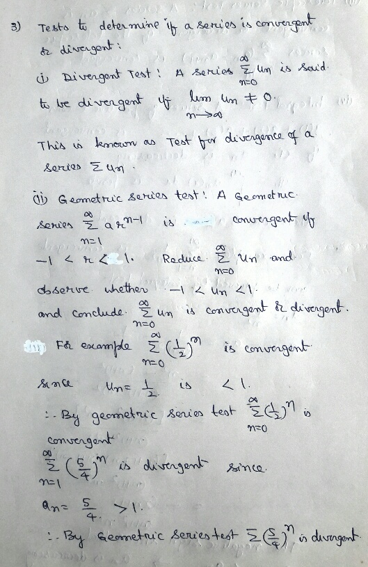 i a Barues is conusn 3) Testo ta detemune MEO tukse divengent This kmun s Testhw divengemt a OD Gaomet ric Saries test A Geu