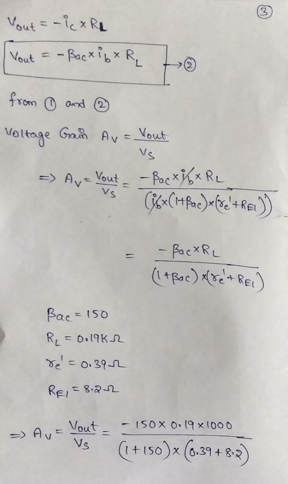 VoutexR Pacibx R Vout from and Voltage Gah Av Vout PacxRL Av= Vout VS -PocxRL 1+Pac)RE Bac= RL O.19k De O 39n 8.3-2 Av= Vout