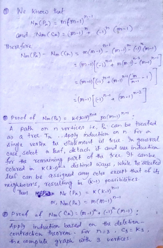 We know hat N(P fm-1) and Nm (Cn)(m-) m) Thenfore Nm (P)Nm CG)= m(m-1)- (m-)- (-) (m-1) -2 n-1 +m(m-1)- (m-) (m-1) n-2 Proof