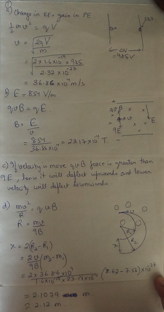 Change Un KF i PF ain 9V 2 24 V 19 =2x 1.6 X1b x 98S =985V -23 2.32 x10 = 36.86 x10m /s E-8s1 V/m VoB-9E X Y 9E =23.1X1D T 36
