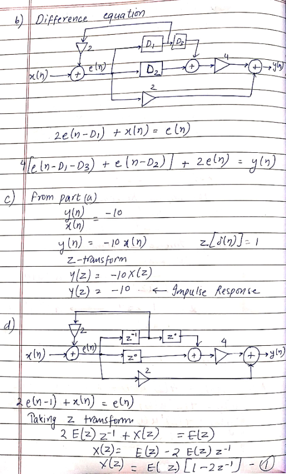 Difference equat ナ 2. rom part (ai Z-Hans fvrm ulse Respo/ se- 乙 2. laking Z. trams fom