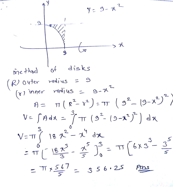disks me thad (R ovter Y1 inner radjus radius 9- (R - 9-x)) (3- 2 2 / A 3p 2. 2. d V TT 3 6X3 TT TTx S7 3 S 6 25