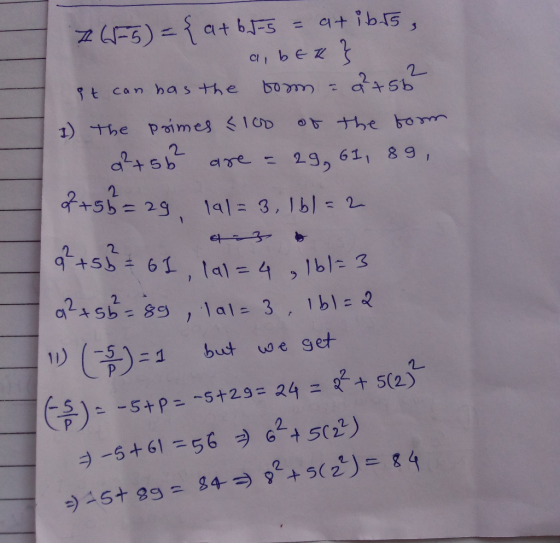 = a+ ib15, , bez t can basthe gsto 1) the Poimes 1CD 29, 61, 89, dre 12 of +5b=29 1a1= 3, 1b1= 2 et 3 9+5b 61 tal = 4, 1bl3 2