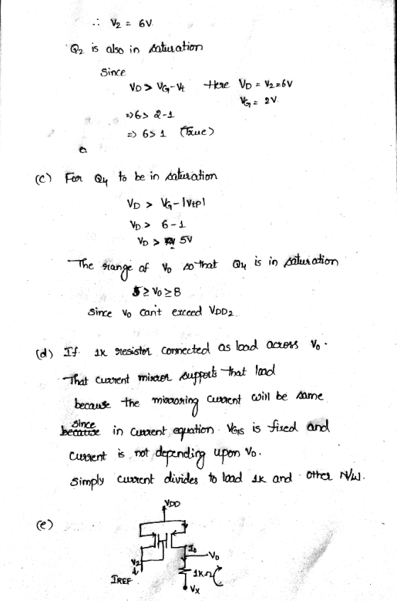 Q2 is also in Aatuation Since ちょ2V e. since Vo Cant eed VoD2 Since in Canzent equation Vs is Jiteol 5imply cument divides tb