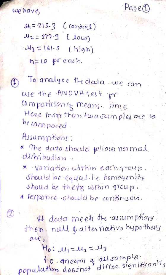 Page wehdve, To aniyse te cata we cam use the ANOVAtest er Should be equai te homogeniły shoud be there uihin grou p , oud jh