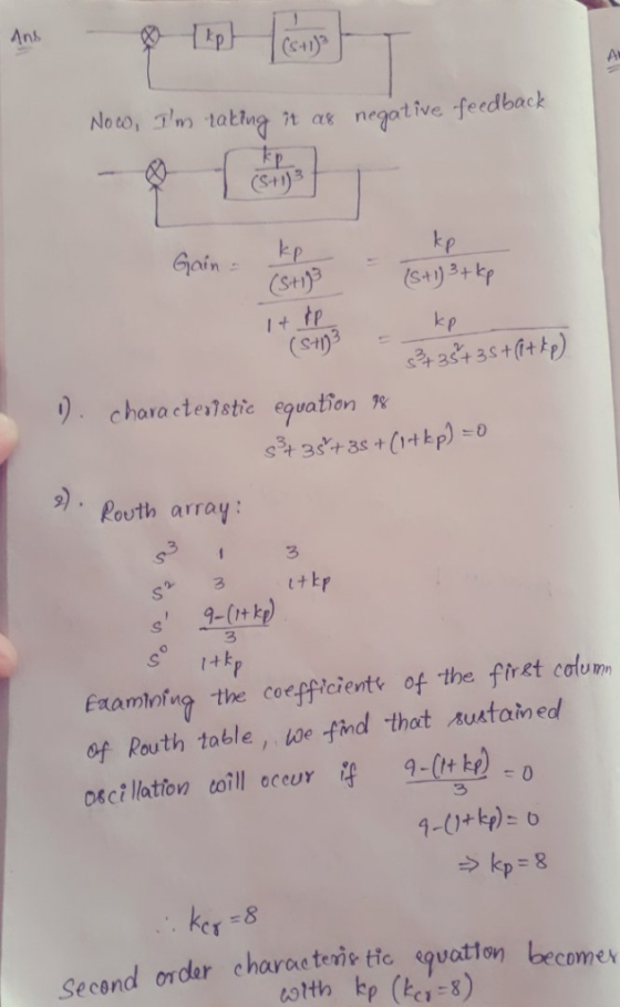 Ans At Nod, Im tabf 7t α8 negative-feedback Gain ) choractelstie equation Povth array 3 3 Examoing the coefficientr of the