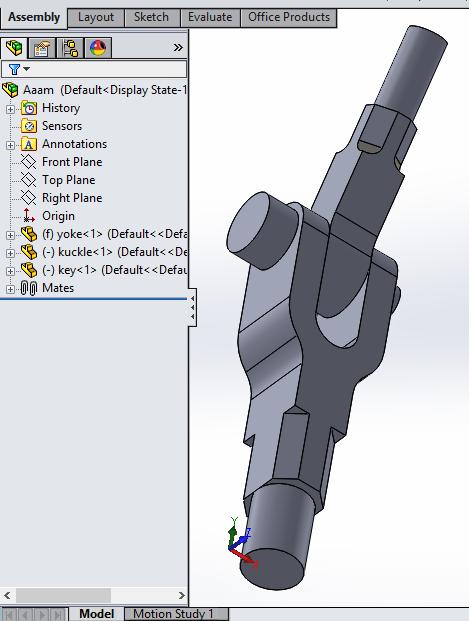 Layout Evaluate Office Products Assembly Sketch Aaam (Default<Display State-1 History Sensors ... AAnnotations Front Plane To