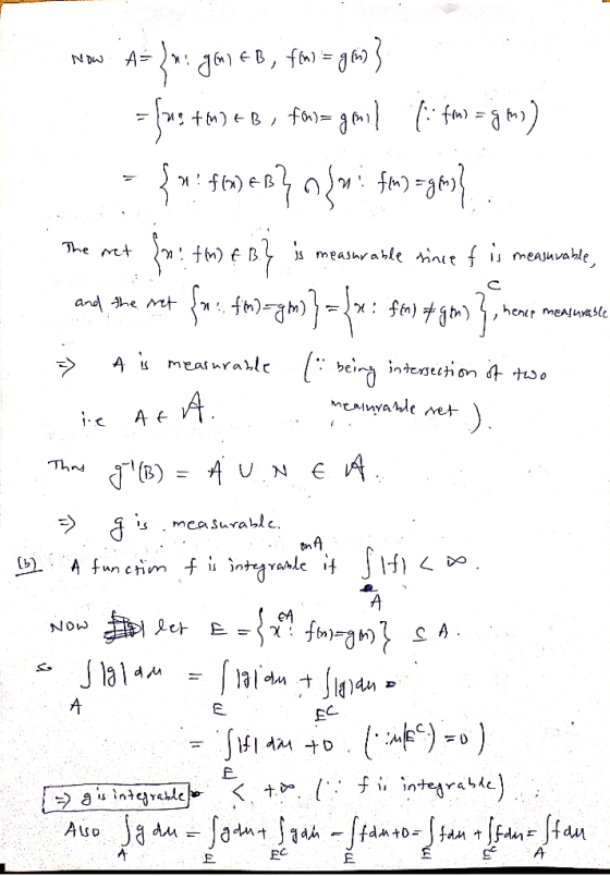 A= N DW The Mt meashable inir f meajuvable and he t hentr meAua5c mearnrable A. meuuyadde ret ) A E A A Thns mcasurable. tnA