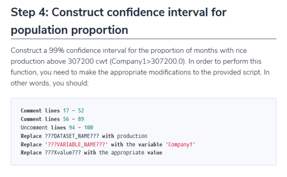 Step 4: Construct confidence interval for population proportion Construct a 99% confidence interval for the proportion of mon