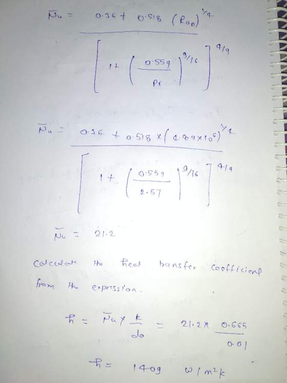 Ya (ean) O.164 Nu 419 f09) 4-9X10 O16. O Nu 419 /16 O.559 2.57 21.2 Nu Coofficienp bansfer Feat tho Calculot from erpress on