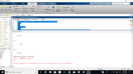 MATLAB R2015a HOME PLOTS EDITOR Find Files Run Section compare ▼ Vİ Print Go To ▼ Comment a New Open Save Breakpoints Run Ru