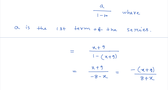 a where term of he Seues is the RtI (a+9) 8+ 8- _