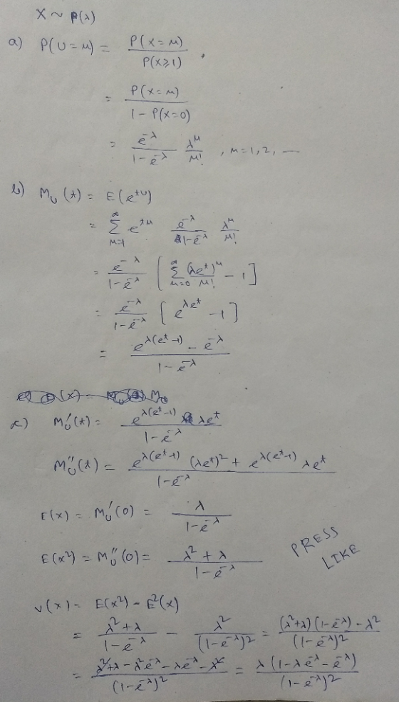 a) P(U P() P(X21) P(xEM) 1-P(x-o) ,M1,2,-- ) M )Ele) Mt A1-E MI 1- Aet et-i) et 1-eA MA) ) (Ae)+ee) (-EA Ex)- 1-2 PRESS LTKE