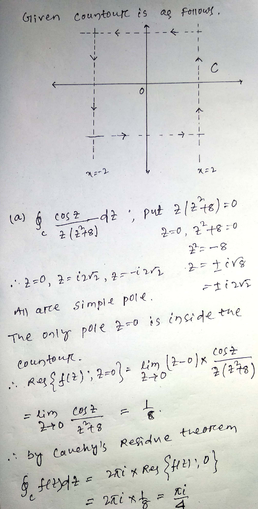 Given Counto urcis ag for our ぐ 2248 Countour. ,. Re by cauehys Reidne teorem 5