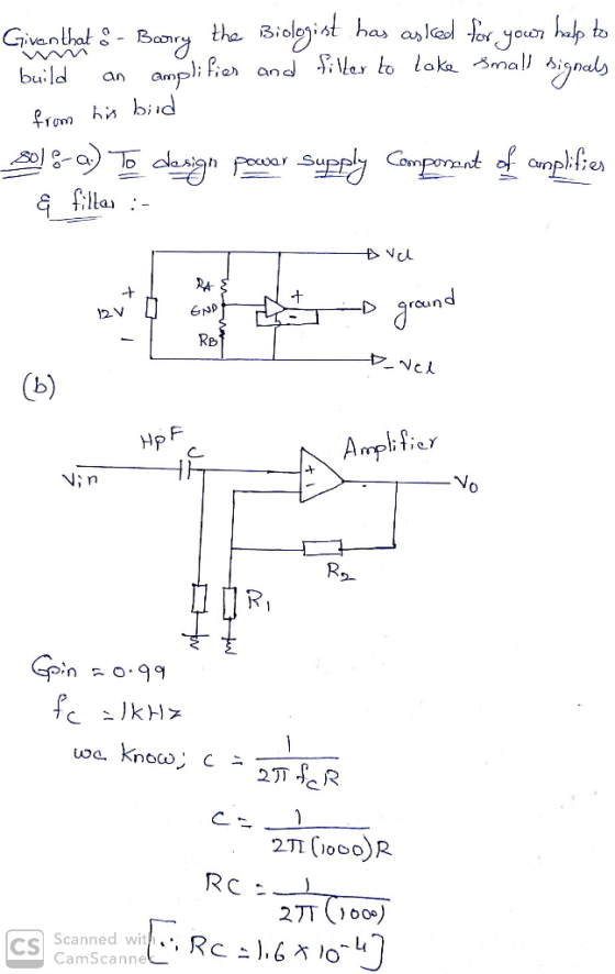 Bioloist has asled fr yon halp to inels Givan that -Boory tha wW an amplifier and \/er to lak smal) build from h biid S0aTD d